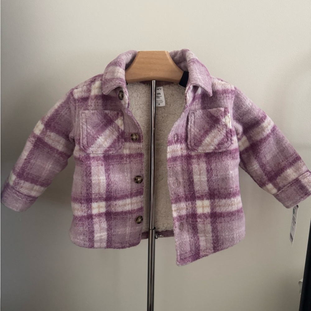 Carters Purple Flannel Sherpa lined Jacket NWT size 9 months